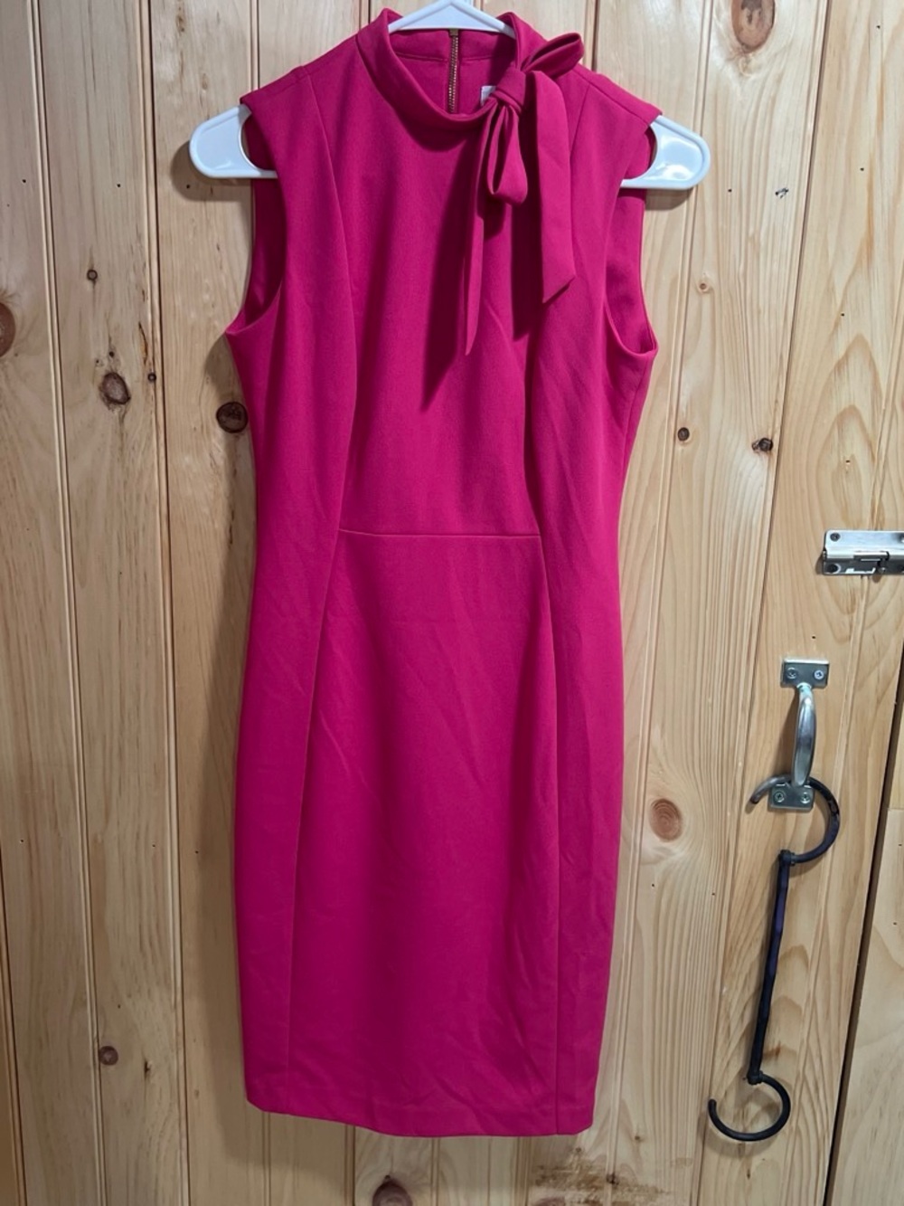 Calvin Klein Fuchsia Sleeveless Tie-Neck Midi Dress